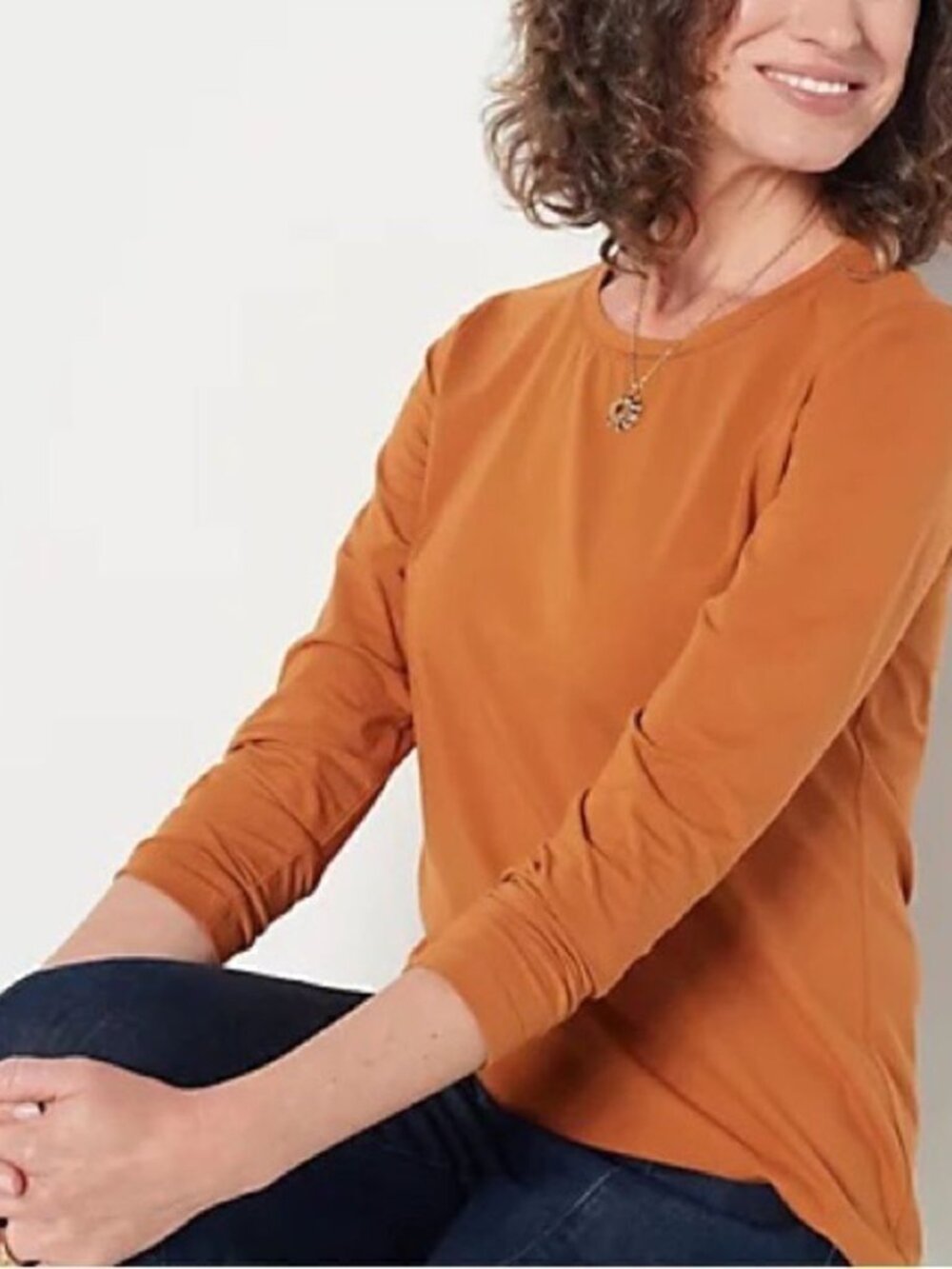 Susan Graver Modern Essentials Cool Cotton Long -Sleeve Top
